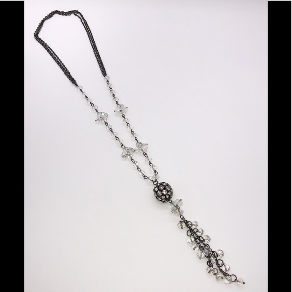 Long Necklace with Clear Beads and Rhinestones - Picture 5 of 5